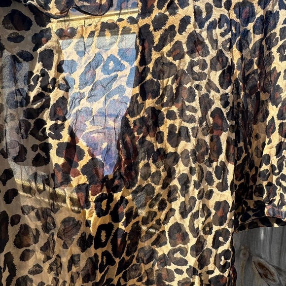 vintage sheer leopard print blouse top ruffle - Picture 7 of 7